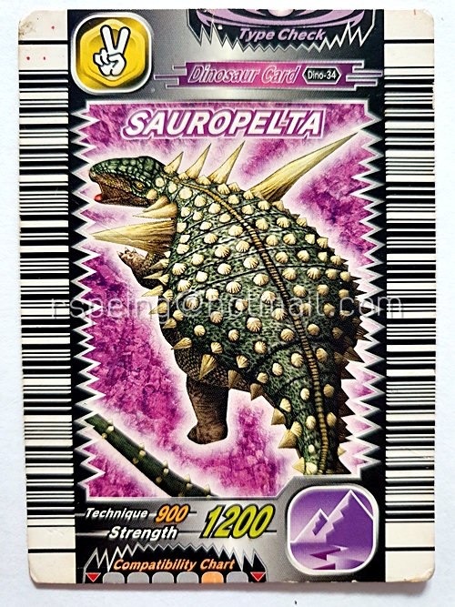 SEGA Dinosaur King Card Dinosaur Card Dino-34 : Sauropelta
