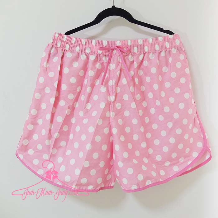 * เอว38-52นิ้ว*กางเกงขาสั้นคนอ้วนผ้าcottonสีชมพูลายจุด ยางยืดรอบเอวแต่งโบว์ ด้านหลังมีกระเป๋า สวยเก๋น่ารักมากๆค่ะ