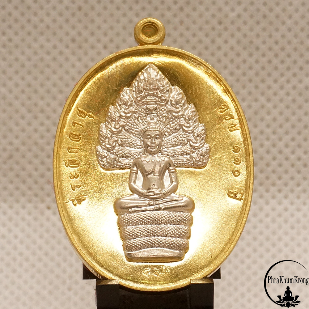 เหรียญนาคปรก รุ่น ที่ระลึกอายุ ๑๑๐ ปี หลวงปู่ทวน ปุสฺสวโร วัดโป่งยาง อำเภอแก่งหางแมว จังหวัดจันทบุรี เนื้อทองระฆัง หน้ากากอัลปาก้า