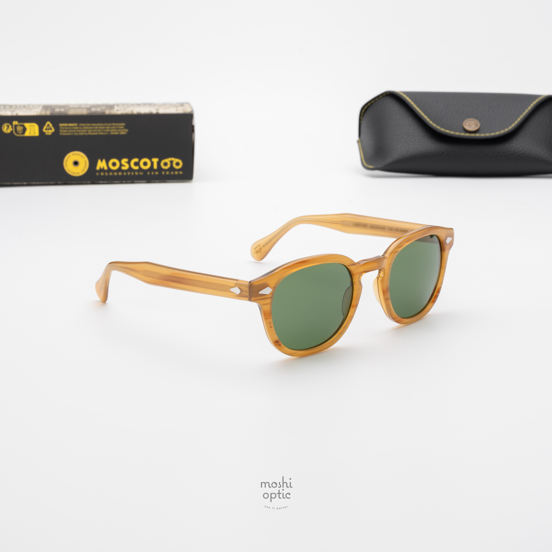 แว่นกันแดด Moscot Sun Lemtosh Blonde Calibar Green