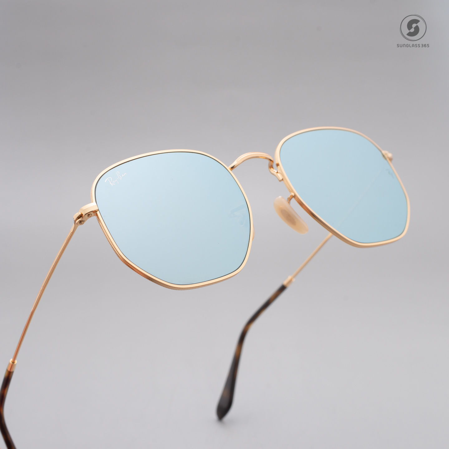 Ray Ban RB3548N 001/30 hexagonal Gold Silver Mirror