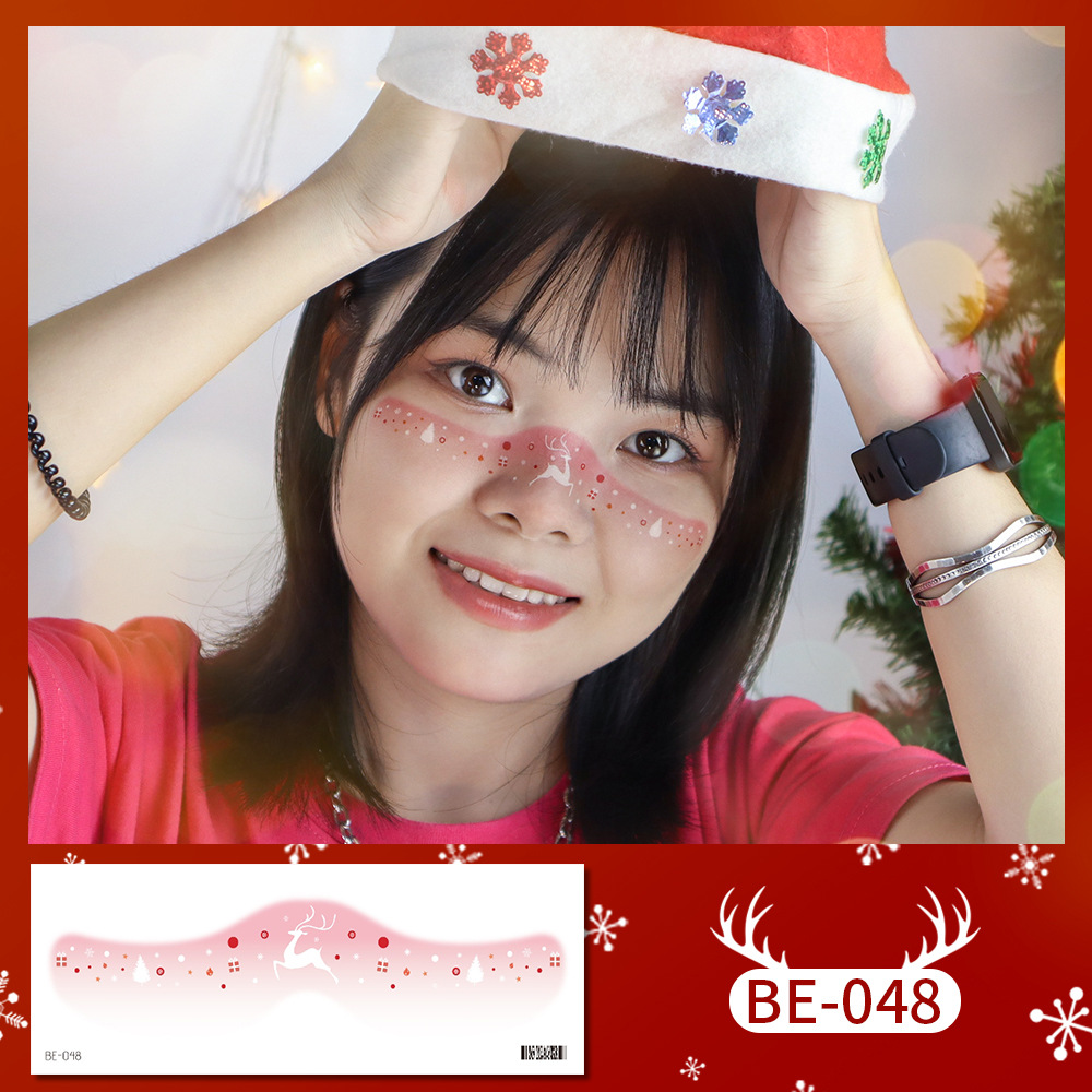 สติ๊กเกอร์ติดหน้า Tattoo Christmas แทททูติดหน้าธีมคริสต์มาส