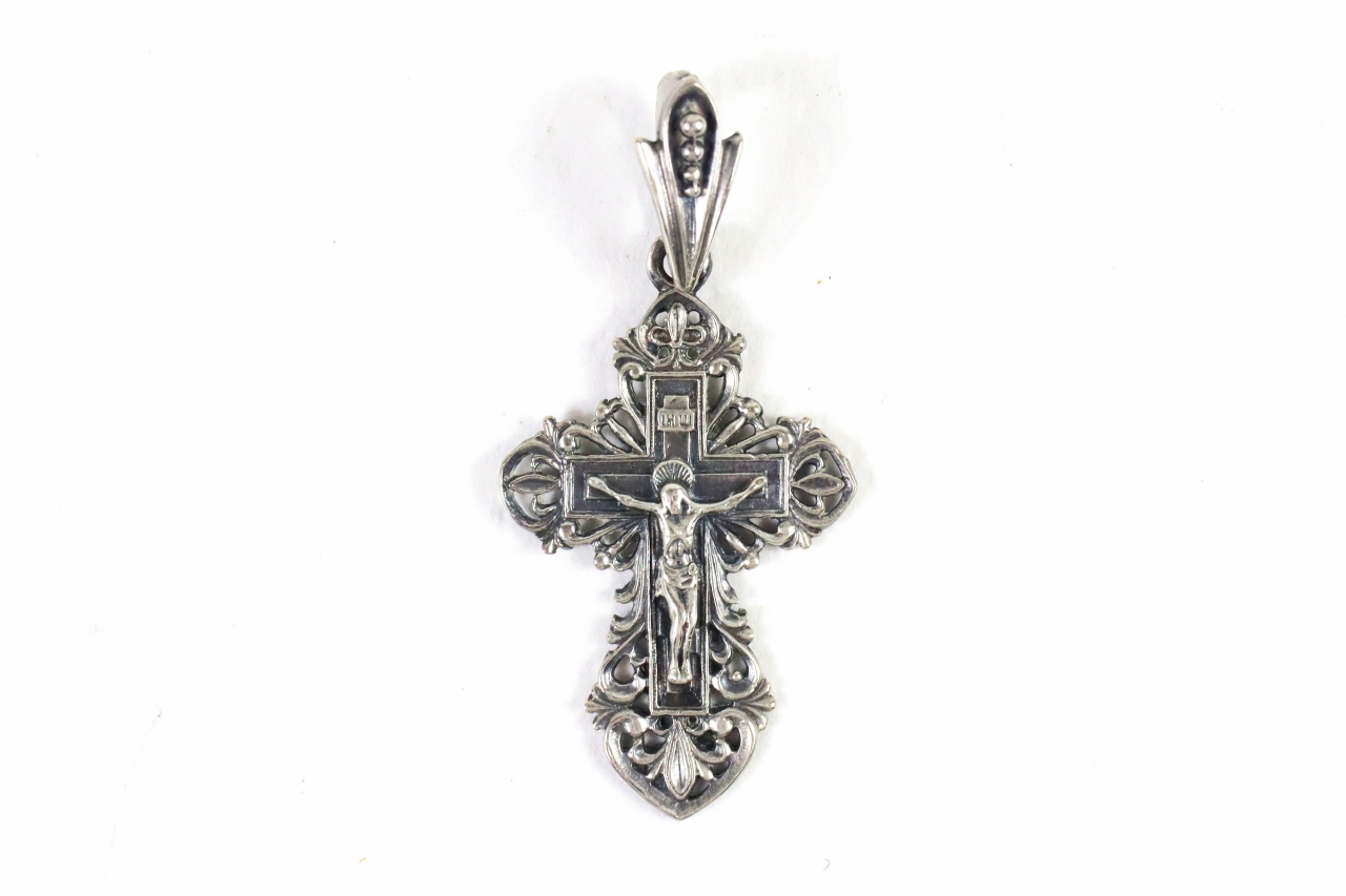 [Vintage] จี้กางเขนเงิน ฉลุลาย Orthodox Crucifix Cross - มือสอง