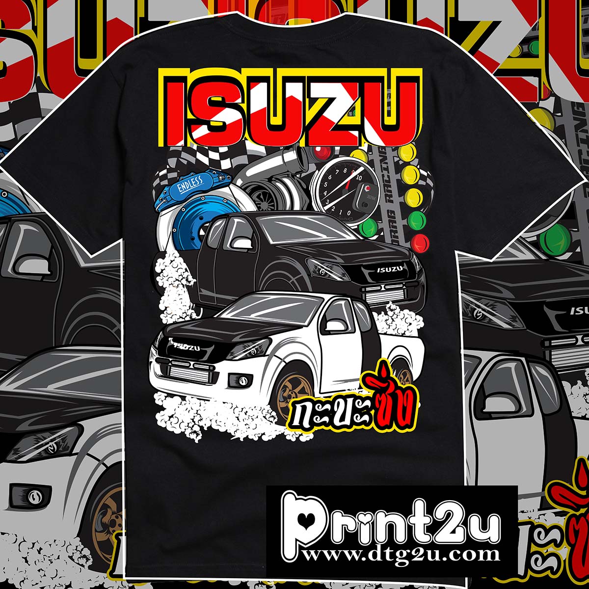 Isuzu กระบะซิ่ง t shirt cotton100 สกรีนเสื้อด่วน