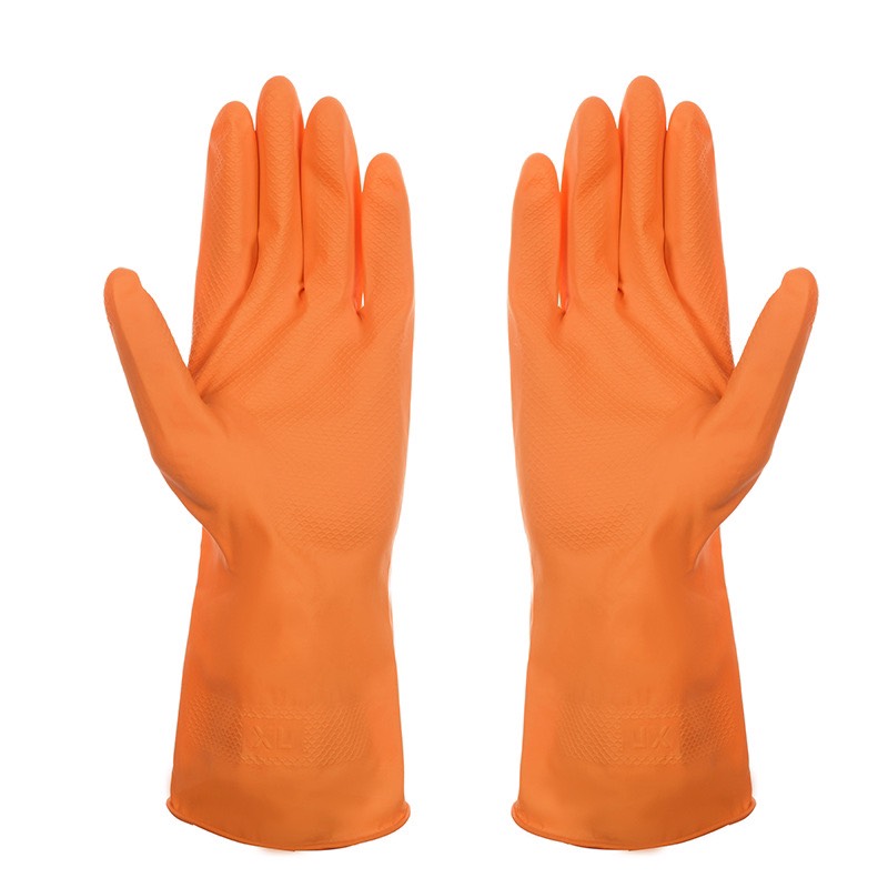 ถุงมือยาง สีส้ม