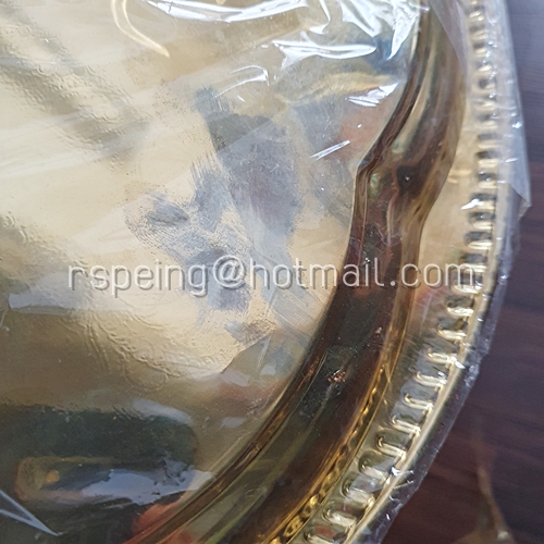 จานเสิร์ฟดีบุกชุบทองเหลือง ตอกลาย