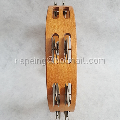 แทมบูรินไม้เก่า ฉิ่งคู่อย่างดี เคลือบกันน้ำ Tambourine