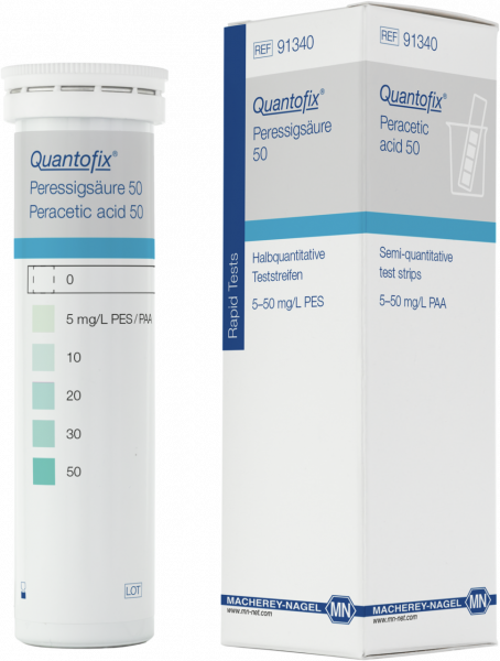 QUANTOFIX® Peracetic acid 50 test strips 91340 กระดาษทดสอบกรดเปอร์อะซิติก 50