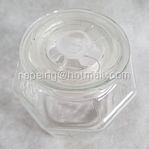 โถแก้ว โหลแก้วใสแปดเหลี่ยม มีฝาปิดสูญญากาศ ลายผักผลไม้ Made in France