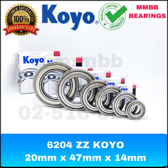 6204 ZZ KOYO ตลับลูกปืนเม็ดกลมร่องลึก ฝาเหล็ก 2 ด้าน จนาด รูใน 20mm x 47mm x 14mm KOYO
