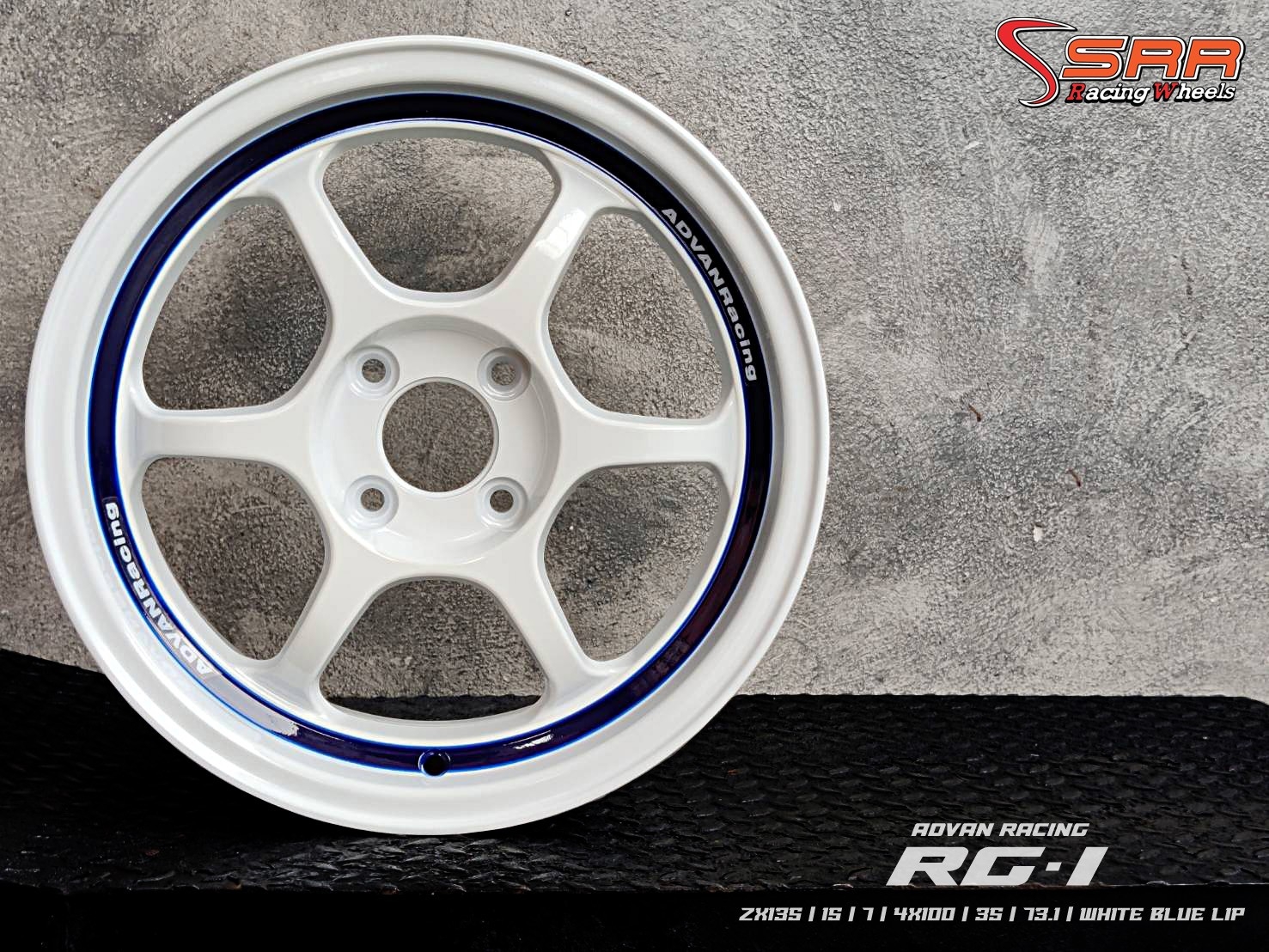 APEX : RG-1 15X7 4H100 35 WHITE BLUE LIP (ขาวขอบน้ำเงิน)
