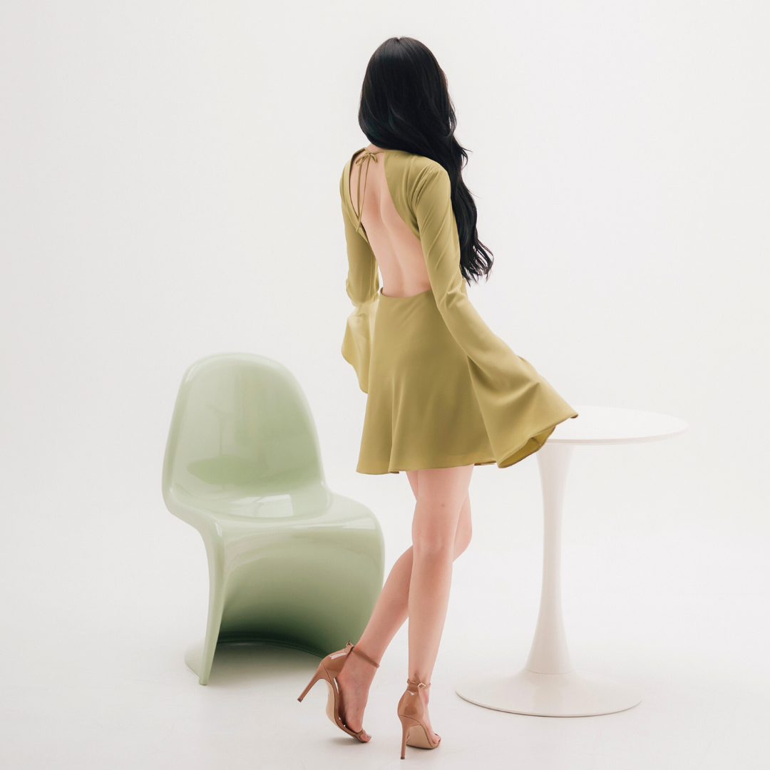 Lism D-097 Satin Bell Charm Dress ชุดเดรสซาติน