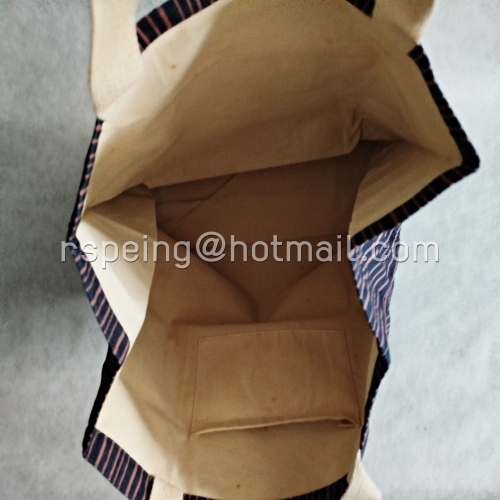 กระเป๋าผ้าลายทางดำ-น้ำตาล สไตล์มินิมอล