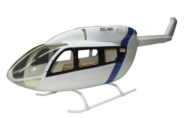 600 - EC145 White Blue with Elbow Metal Tail Gear Set
