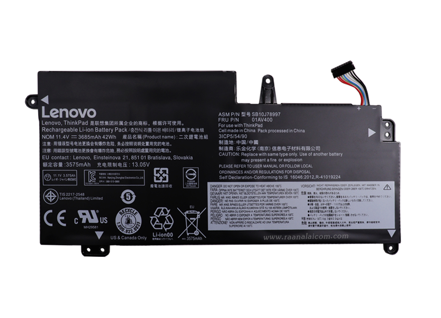 Battery Lenovo Thinkpad S2 13 42Whr Original 01AV400 ลด ราคา พิเศษ แบตเตอรี่ โน๊ตบุ๊ค Lenovo Thinkpad S2 13 ตรงรุ่น