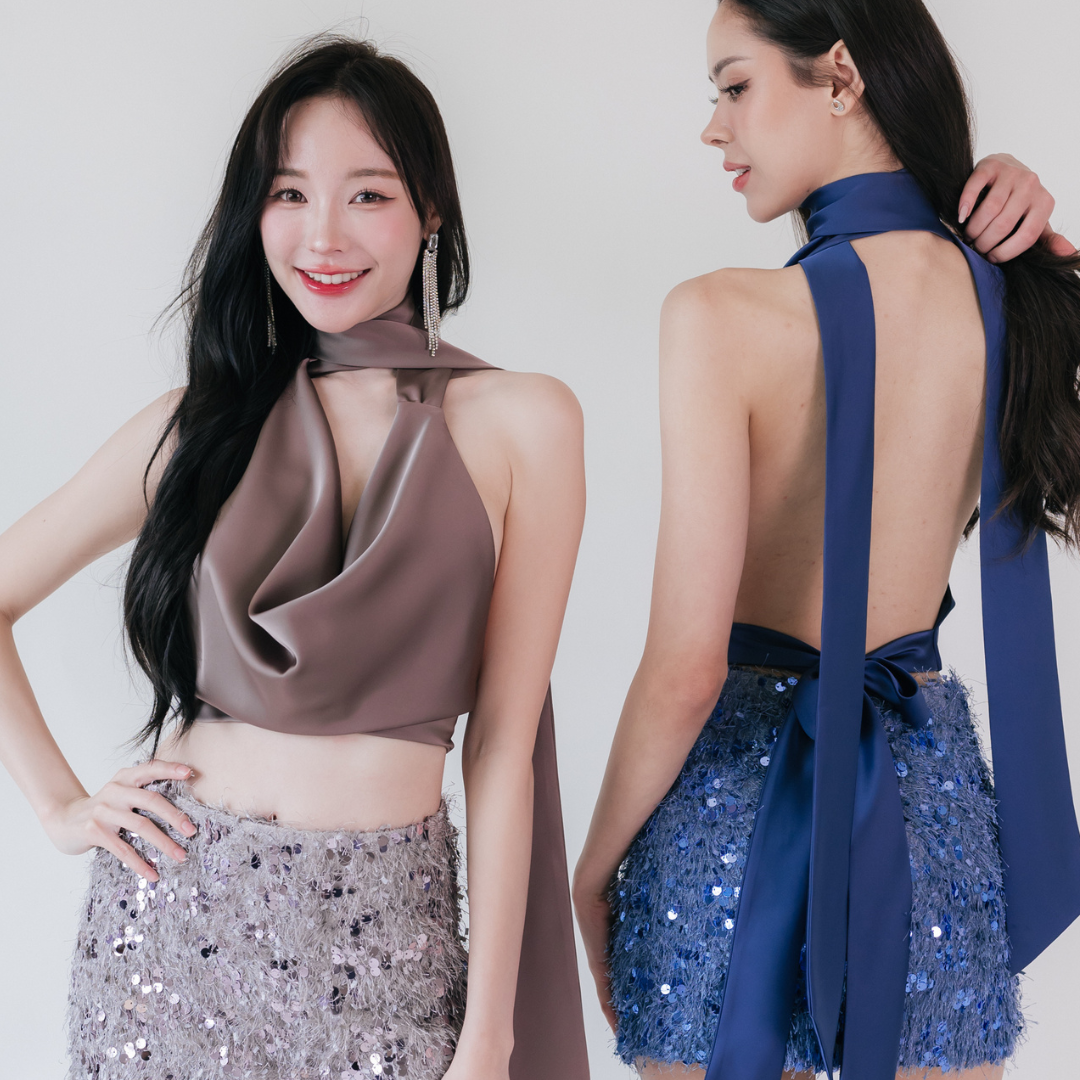 Lism S-071 The Drape Muse Top เสื้อคล้องคอเรียบหรู