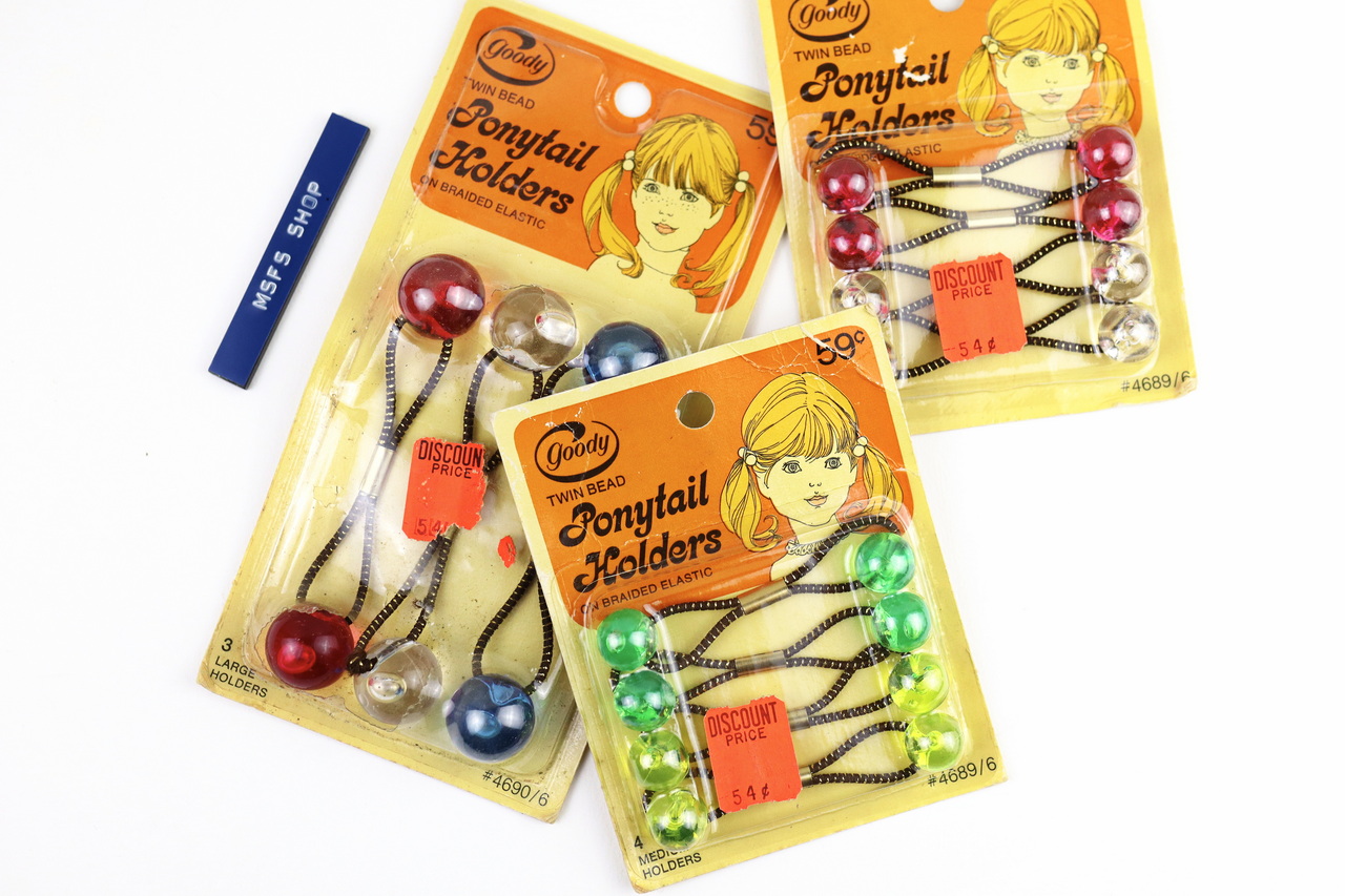 [Vintage] Goody Twin Bead Pony Tail Holder ของเก่าในแพ็ค 3 ชิ้น จำนวน 3 แพ็ค