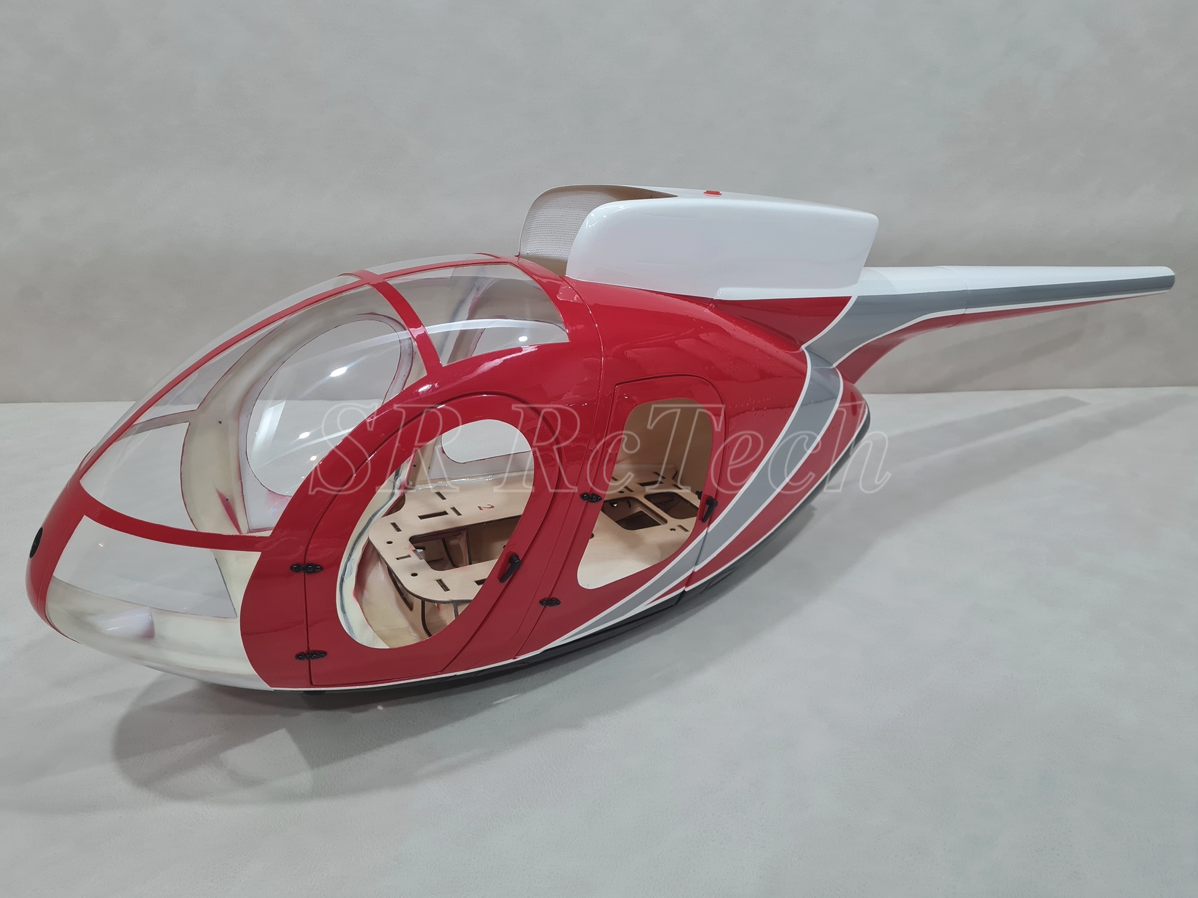 600 - MD500E Red Police (working door)& Carbon/Metal Landing Skid