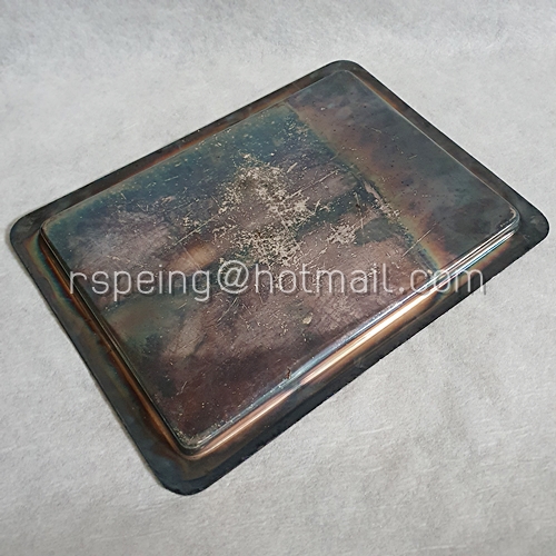 ถาดโลหะชุบเงินทรงสี่เหลี่ยมผืนผ้าแบบตื้น
