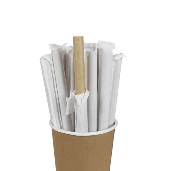 หลอดกระดาษ ชาไข่มุก สีน้ำตาลธรรมชาติ(ห่อซองกระดาษ) ขั้นต่ำ 100 ชิ้น