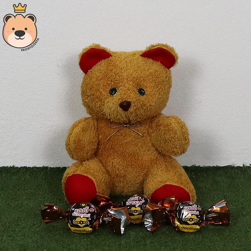 ของขวัญ เซ็ตเซอรไพรส์แฟน ของขวัญปัจฉิม/วันเกิด ตุ๊กตาหมีนั่ง 8 นิ้ว มีสีให้เลือก / ช็อกโกแลต/ อัดเม็ดโฟมคละสี / ของขวัญเปิดฝา ขนาด15x16x17cm