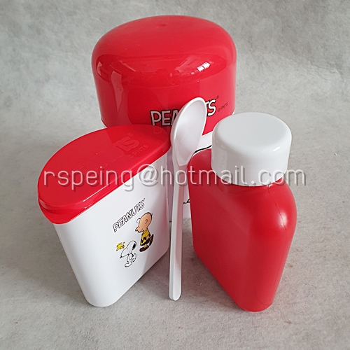 ชุดกล่องอาหารเช้า ชาร์ลี บราวน์ และสนูปปี้ สีแดง-ขาว พร้อมกล่อง