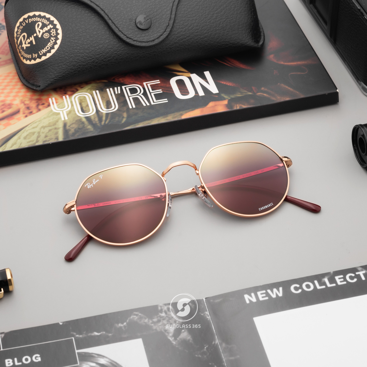 RayBan Jack RB3565 9202G9 Rose Gold Polarized Chromance