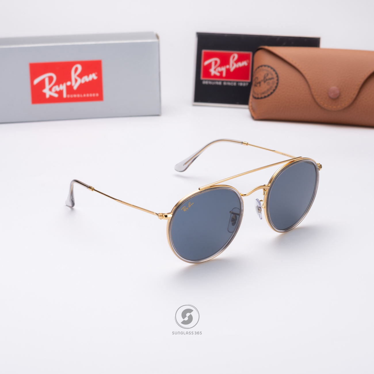 Ray-Ban RB3647N 9210R5 Round Double Bridge Gold Classic