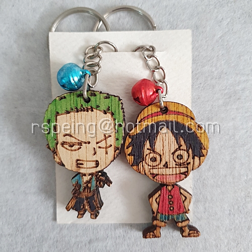 พวงกุญแจไม้ One Piece (ขายคู่)