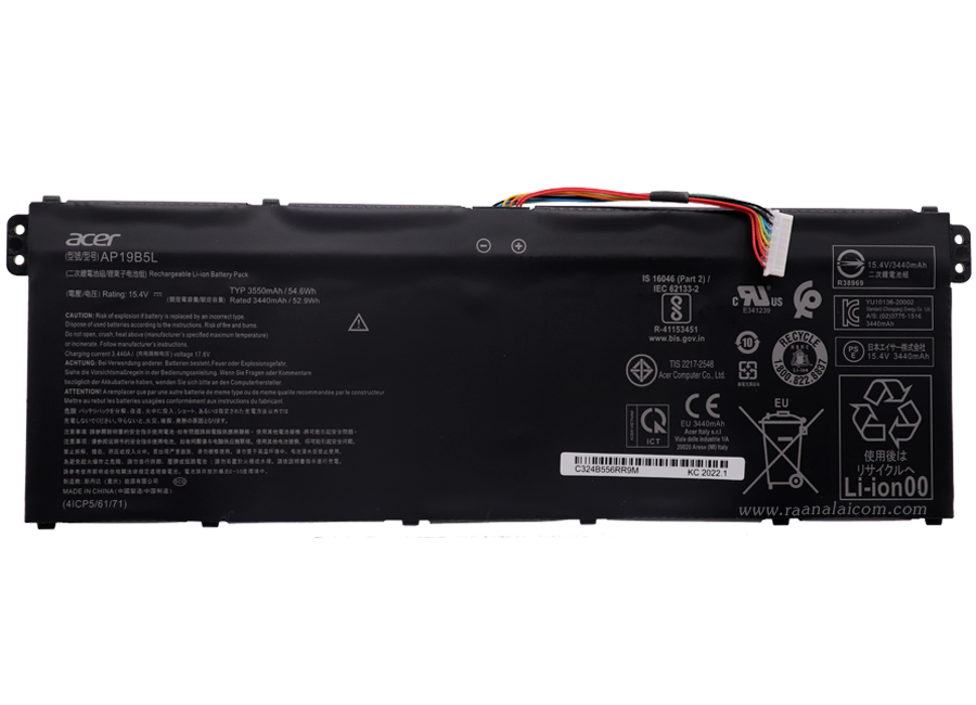 Battery Acer AP19B5L 15.4V 54.6Whr Original AP19B5L แบตเตอรี่ Battery Acer Aspire5 A514-43, A514-53, A514-54 54.6Wh ตรงรุ่น ตรงสเปค ลด ราคา พิเศษ