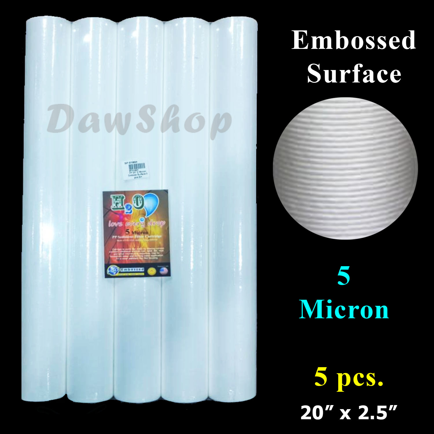 ราคาพิเศษ PP 20" 5 Micron Embossed Surface (ผิวลอน) 5 pcs.