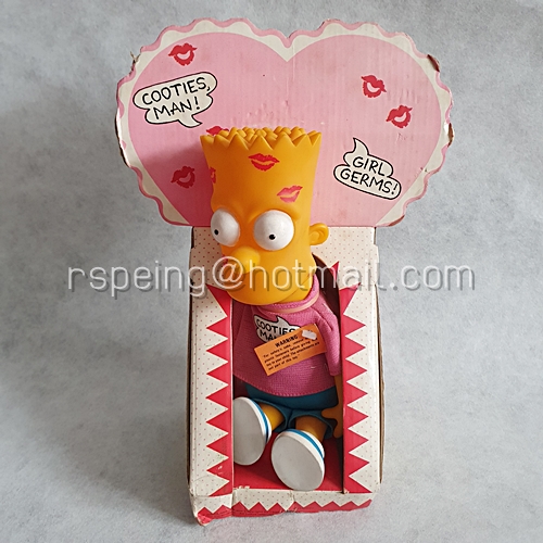 ตุ๊กตาไวนิล บาร์ท ซิมป์สัน คูตี้ส์ แมน ปี 1990 Vintage 1990 Bart Simpson Vinyl Doll Cooties Man 11" Lipstick Kiss Dan Dee