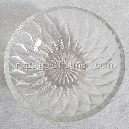 ชามแก้วใสและฝาปิดวินเทจ ลายเพชร อย่างหนา ชุดที่ 1