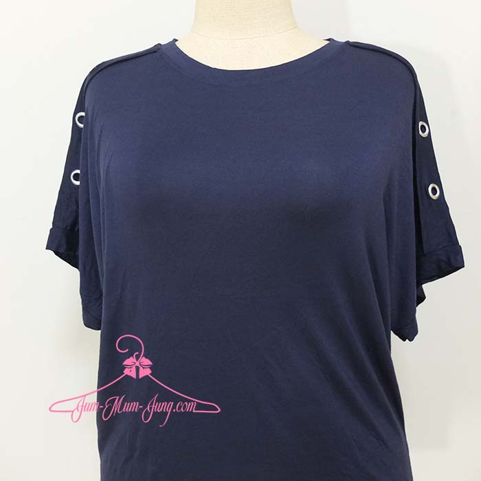 *อกฟรีไซส์46-48นิ้ว*เสื้อคนอ้วนผ้ายืดเนื้อเด้งสีกรมท่าแต่งตาไก่ที่ไหล่ สวยเก๋น่ารักมากๆค่ะ