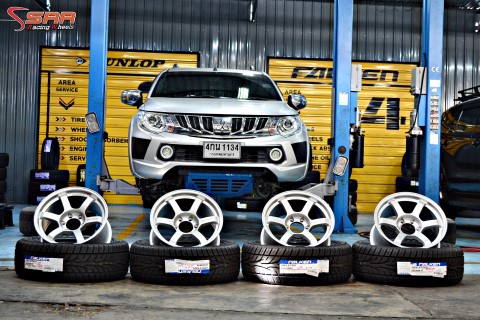 ล้อซิ่ง สายคลีน TE37SUV หยอดแดง สีซิลเวอร์