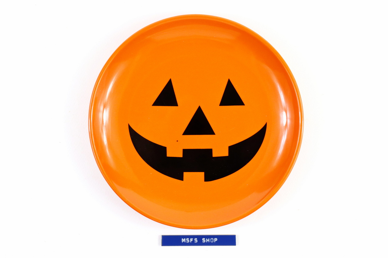 จานเซรามิค ฟักทอง Haloween สีส้ม