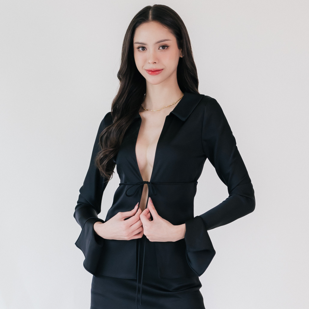 Lism S-068 The Silk Tie Front Shirt เสื้อเชิ้ตผูกหน้าสุดเก๋