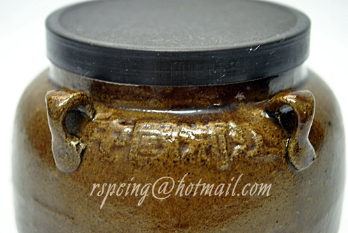 โถเคลือบใส่เต้าหู้ยี้จากประเทศจีน สี่หู ไม่มีเชือกร้อย ฝาปิดพลาสติก