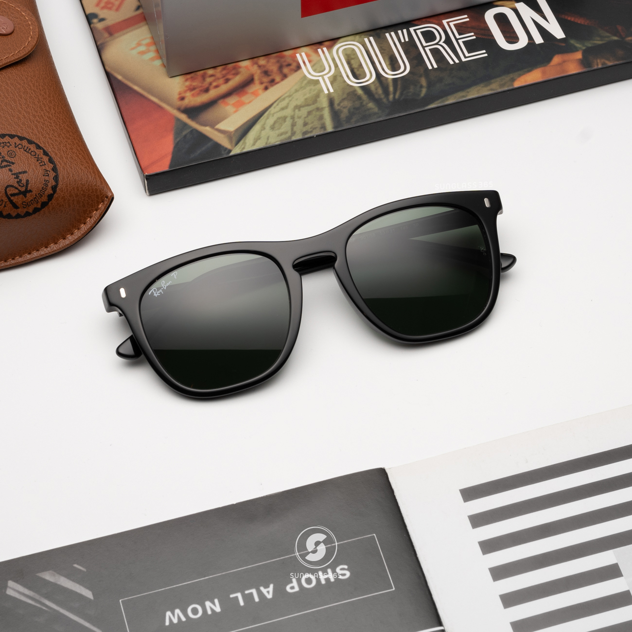 RayBan RB2210F 901/58 Black Green Polarized