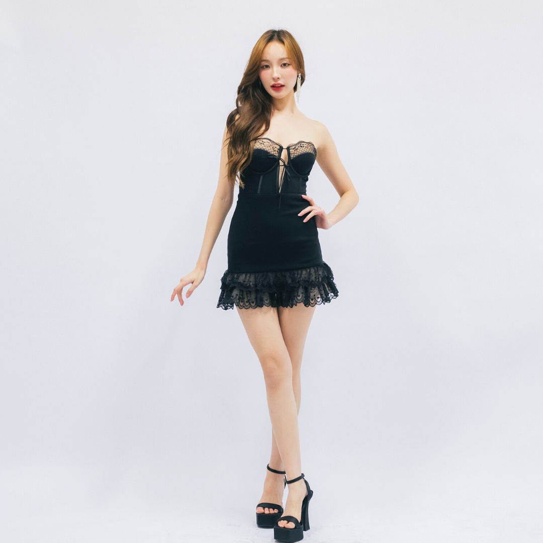 Lism D-106 Corset Lace Ruffle Mini Dress