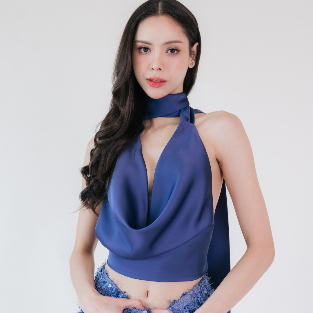 Lism S-071 The Drape Muse Top เสื้อคล้องคอเรียบหรู