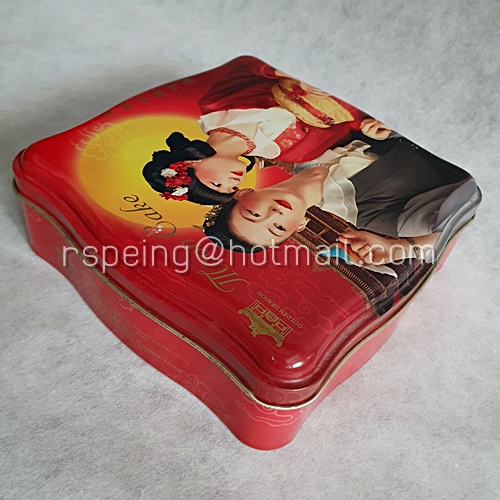 กล่องขนมไหว้พระจันทร์ ลายหญิงจีนชมนก มังกรทองภัตตาคาร