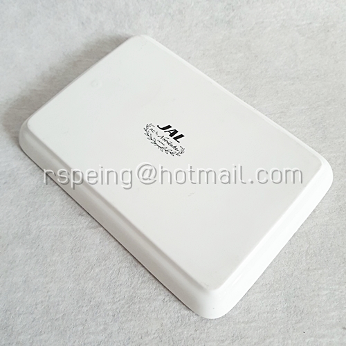 จานเปลสี่เหลี่ยมตื้น Noritake ขอบและลายนกกระเรียนสีน้ำเงิน สายการบินญี่ปุ่น (JAL)