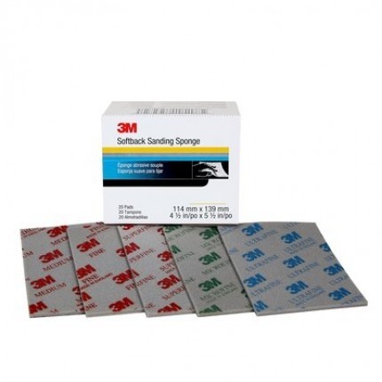 3M 02604 ฟองน้ำกระดาษทราย เบอร์ 320-400 ขนาด 110x140 มม. (Fine) 20 ชิ้นต่อกล่อง
