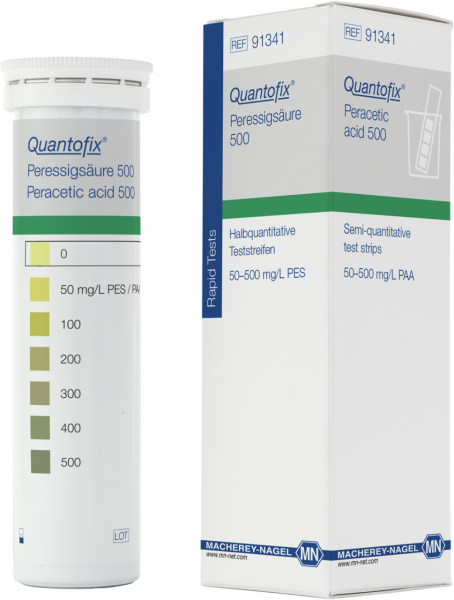 QUANTOFIX® Peracetic acid 500 test strips 91341 กระดาษทดสอบกรดเปอร์อะซิติก 500