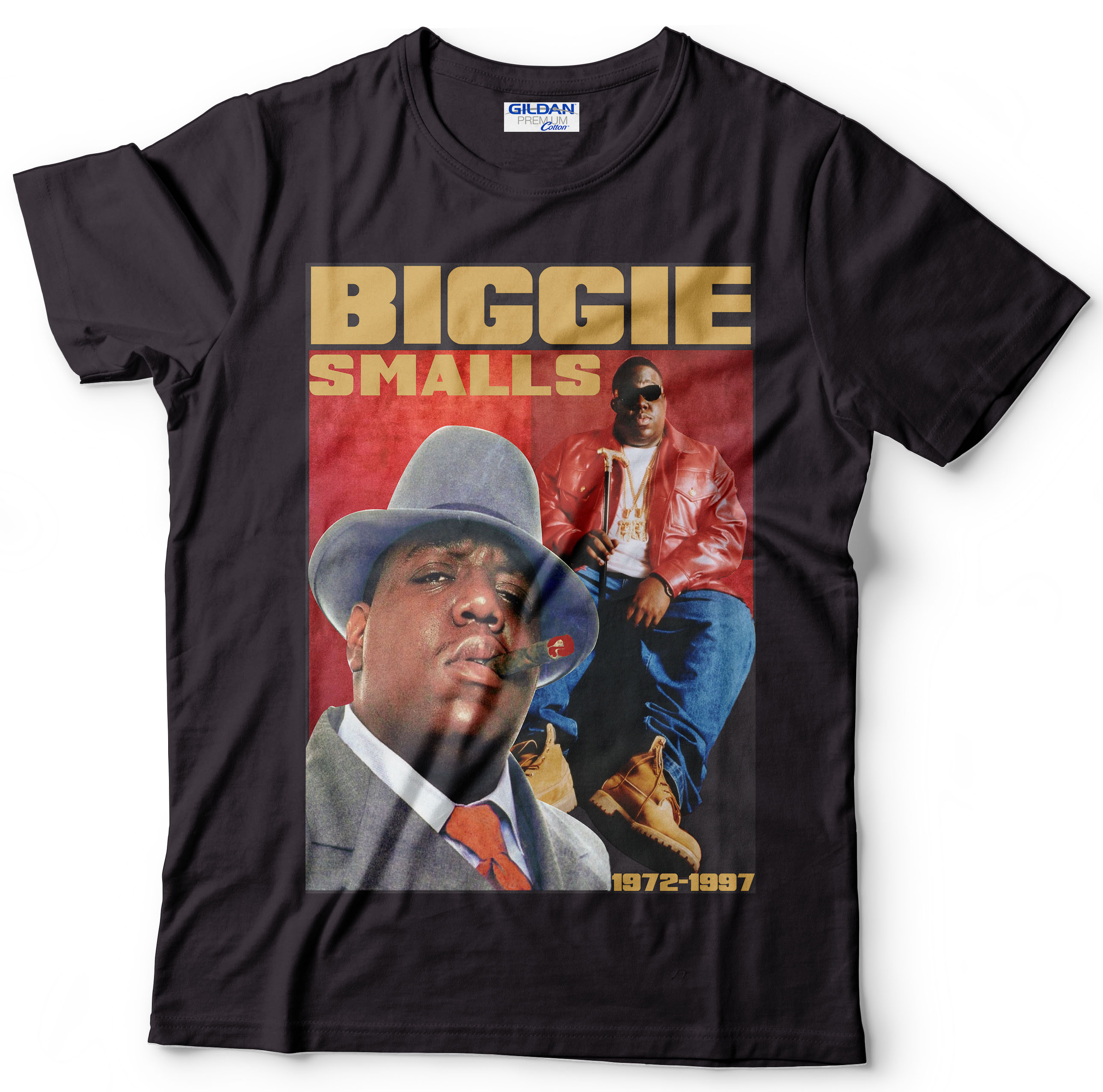 เสื้อยืดลาย BIGGIE SMALL Cotton100 Gildan usa