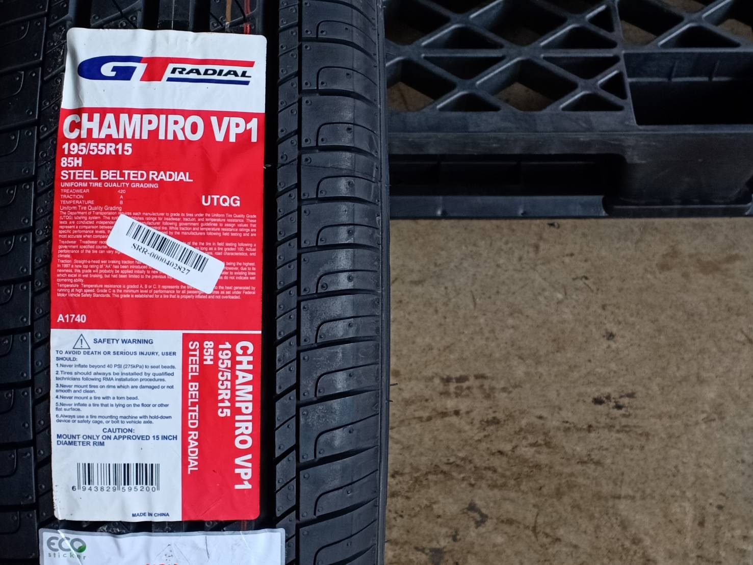 GT-RADIAL 195/55R15 CHAMPIRO VP1 85H MADE IN CHINA