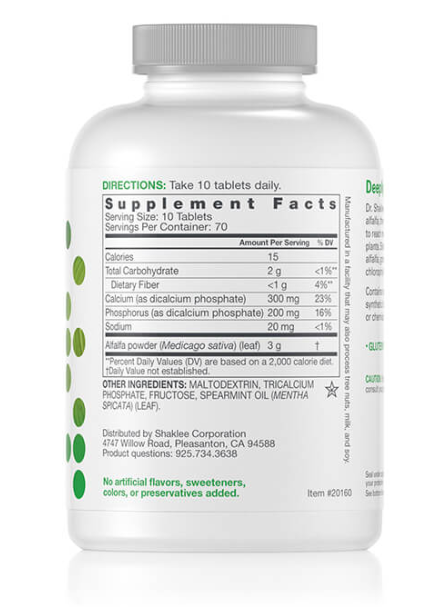 (พร้อมส่งในไทย) ผักอัดเม็ด สารอาหารครบถ้วน อัลฟัลฟ่า แชคลีย์ 700 เม็ด (Shaklee Alfalfa Complex)