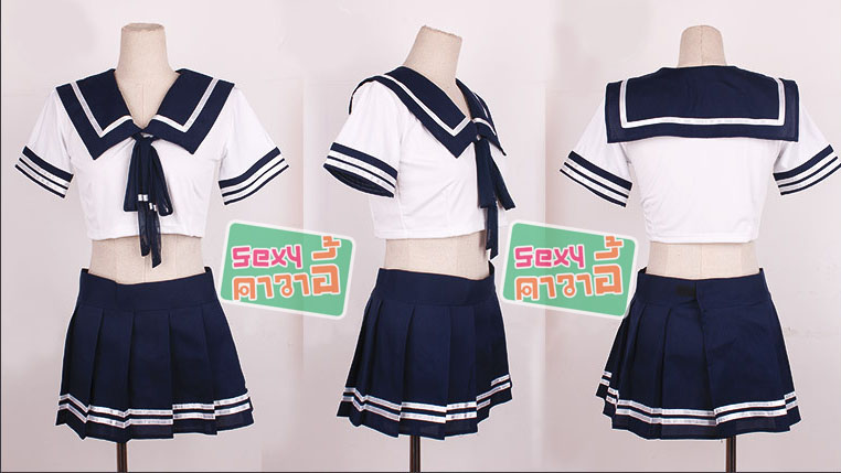 ชุดนักเรียนญี่ปุ่นคอปกกะลาสี เสื้อเอวลอยน่ารัก