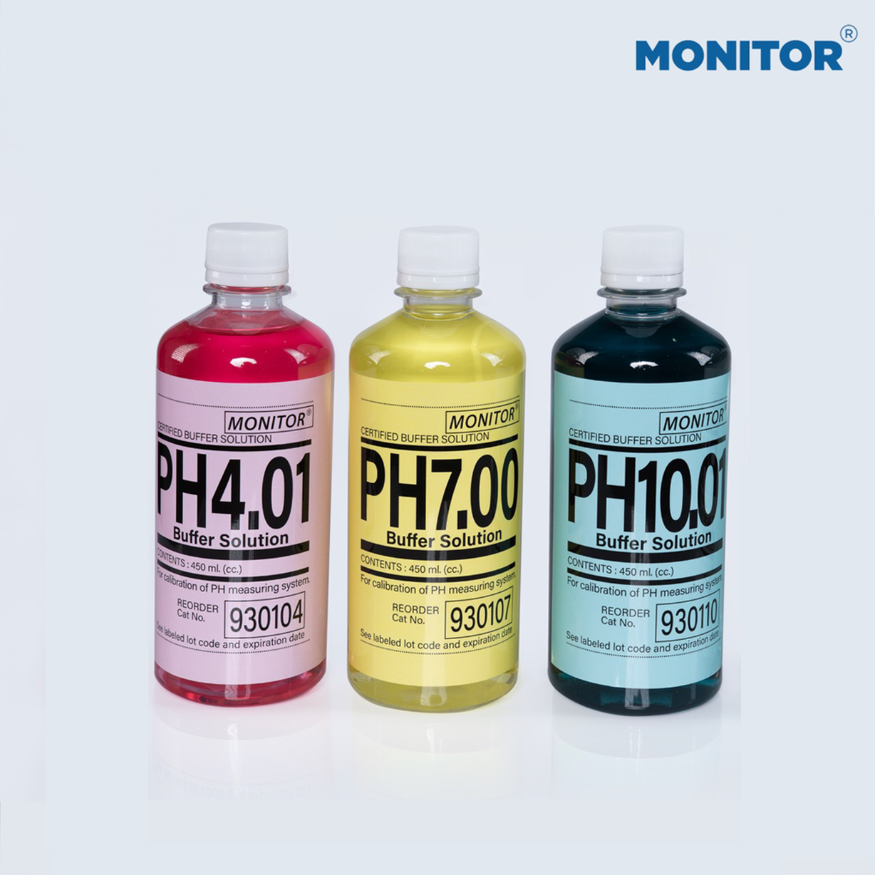 น้ำยาบัฟเฟอร์ pH 4,7,10 Buffer Solution น้ำยามาตรฐาน ยี่ห้อ Monitor มีใบเซอร์